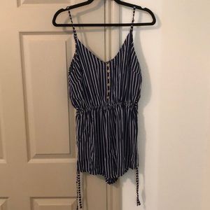 Pinstripe Blue and White Romper